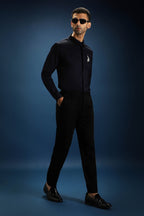 Feather(Wings) Hand Embroidered Designer Shirt - Navy