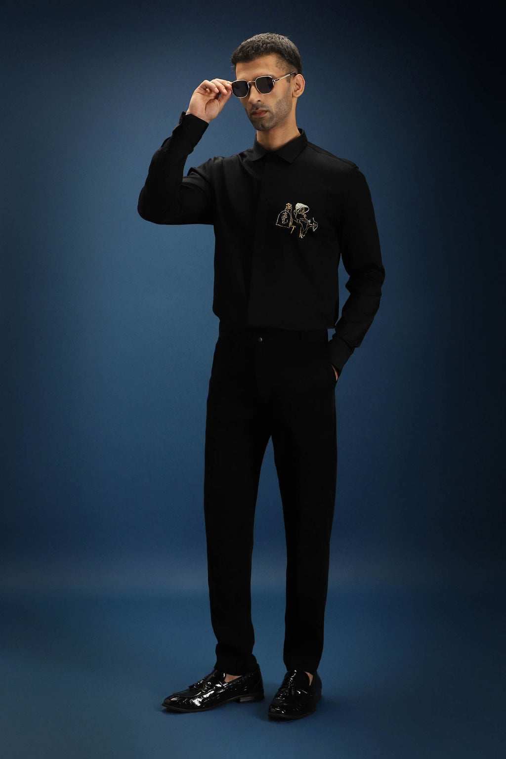 Baazigar - Hand Embroidered Designer Shirt - Black