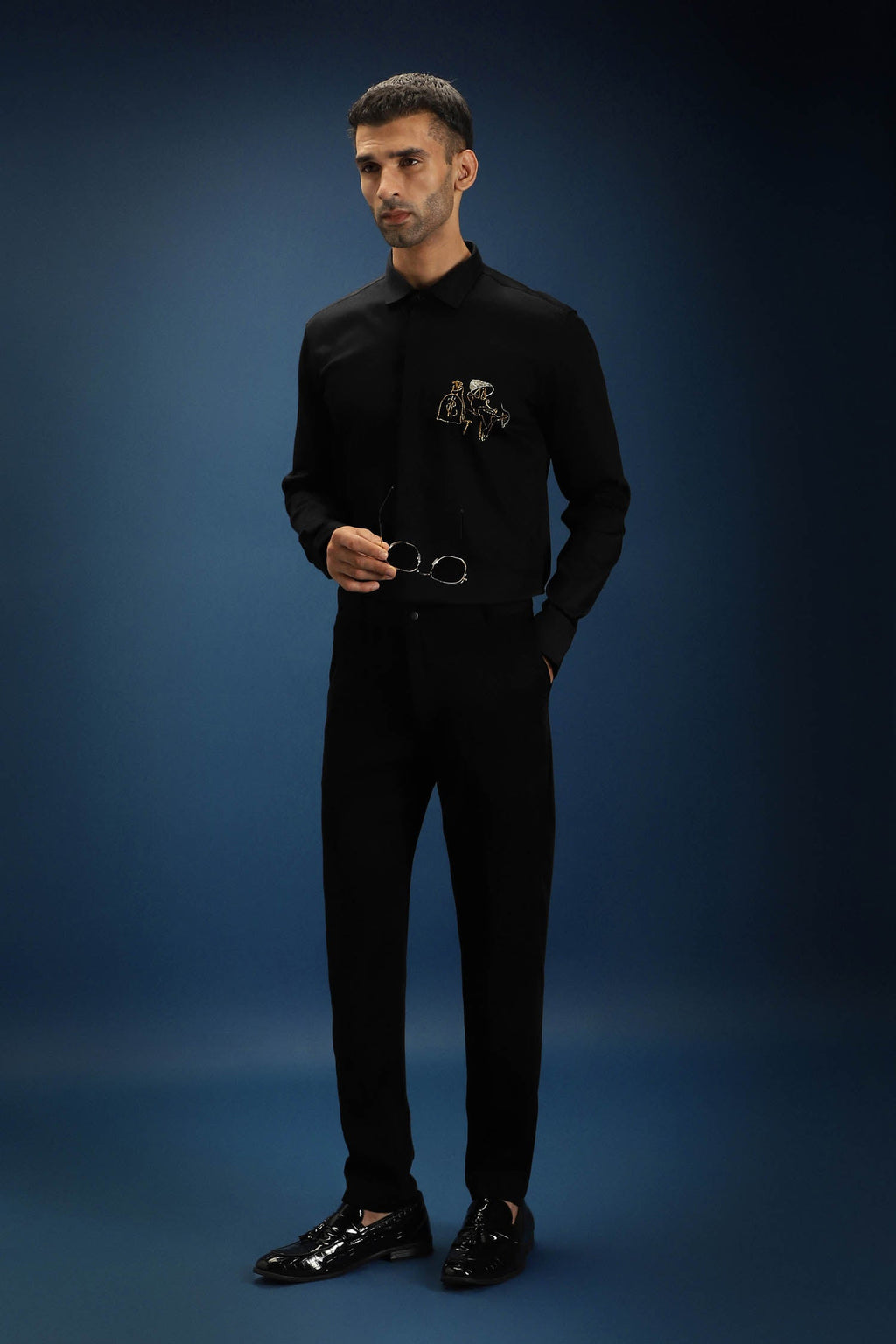 Baazigar - Hand Embroidered Designer Shirt - Black