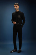 Baazigar - Hand Embroidered Designer Shirt - Black