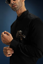 Baazigar - Hand Embroidered Designer Shirt - Black