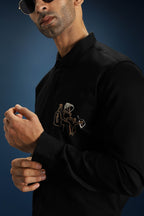 Baazigar - Hand Embroidered Designer Shirt - Black