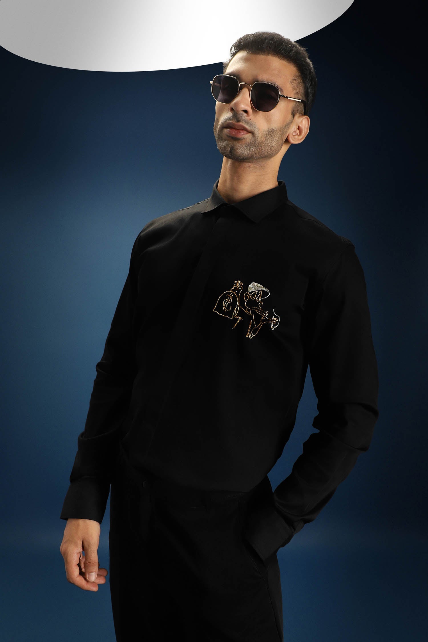 Baazigar - Hand Embroidered Designer Shirt - Black