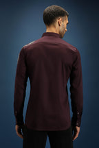 Viper- Hand Embroidered Designer Shirt - Wine