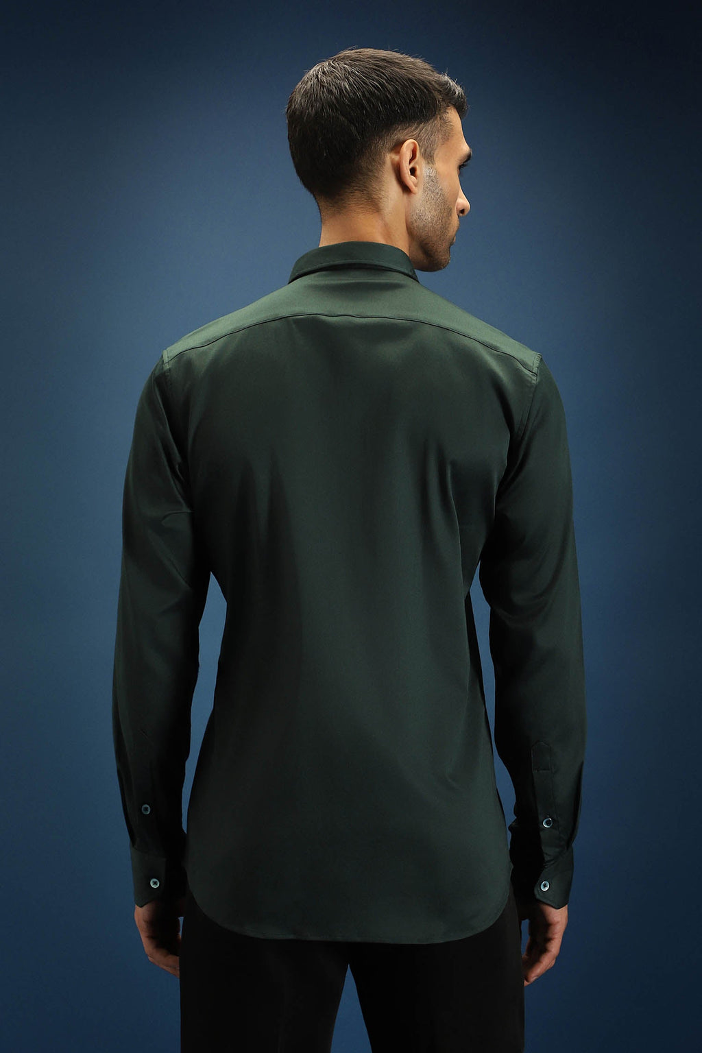 OWL- Hand Embroidered Designer Shirt- Bottle green