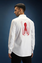 OCTOPUS- Hand Embroidered Designer Shirt - White