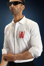 OCTOPUS- Hand Embroidered Designer Shirt - White
