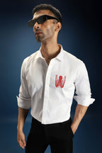 OCTOPUS- Hand Embroidered Designer Shirt - White