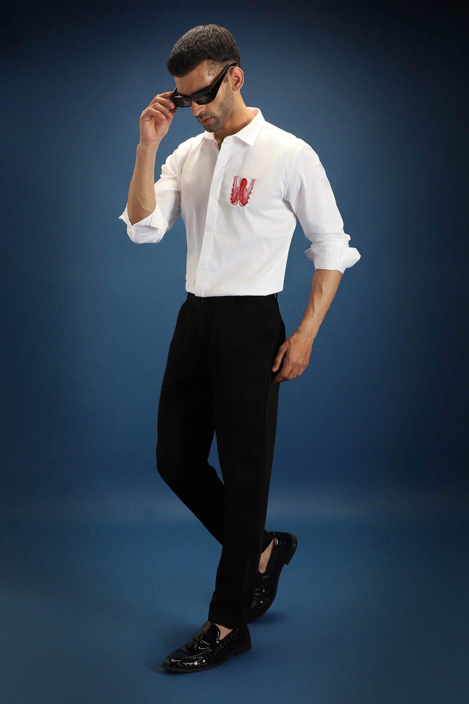 OCTOPUS- Hand Embroidered Designer Shirt - White