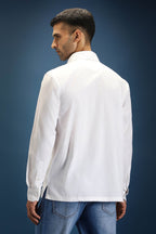 Sunflower Hand Embroidered Designer Shirt - White