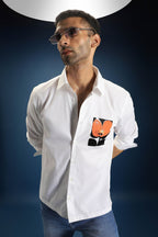 Flourish(Flower)- Hand Embroidered Designer Shirt - White