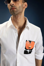 Flourish(Flower)- Hand Embroidered Designer Shirt - White