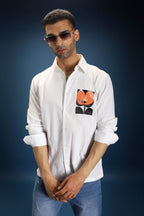 Flourish(Flower)- Hand Embroidered Designer Shirt - White