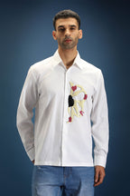 Blossom(Flower)- Hand Embroidered Designer Shirt - White