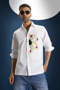 Blossom(Flower)- Hand Embroidered Designer Shirt - White