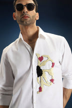Blossom(Flower)- Hand Embroidered Designer Shirt - White