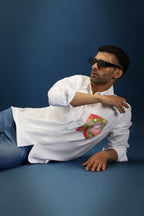 Flow Patch Hand Embroidered Designer Shirt - White