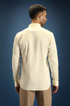 Relentless Tiger Hand Embroidered Designer Shirt - Ivory