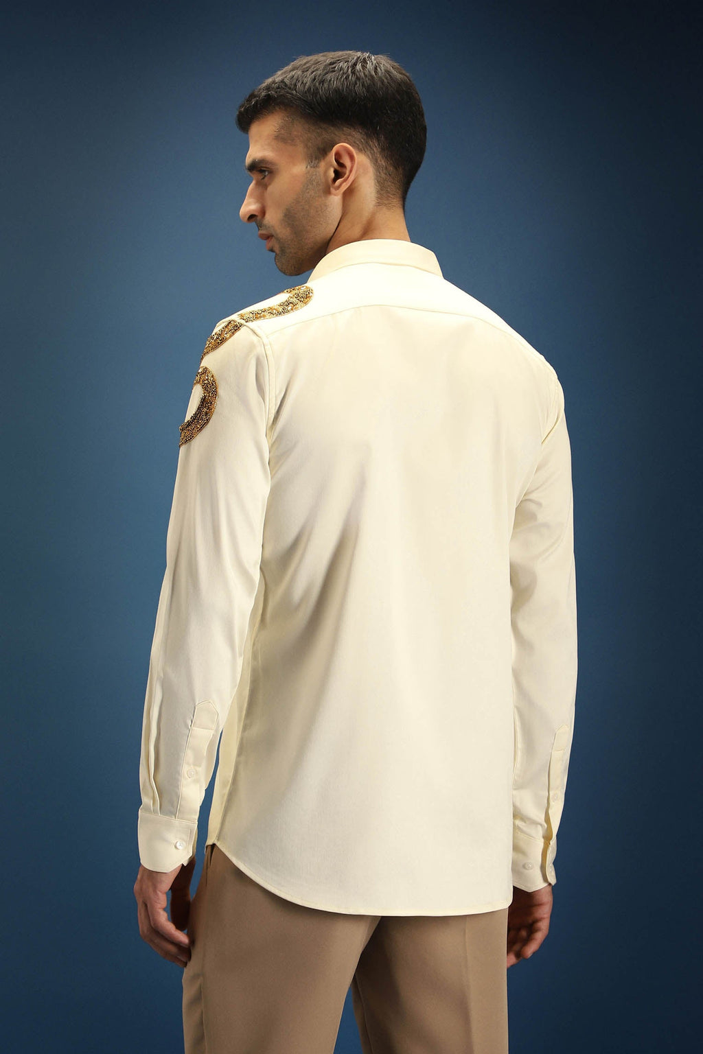 Viper(Snake) - Hand Embroidered Designer Shirt - Ivory
