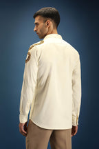 Viper(Snake) - Hand Embroidered Designer Shirt - Ivory