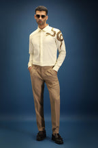 Viper(Snake) - Hand Embroidered Designer Shirt - Ivory