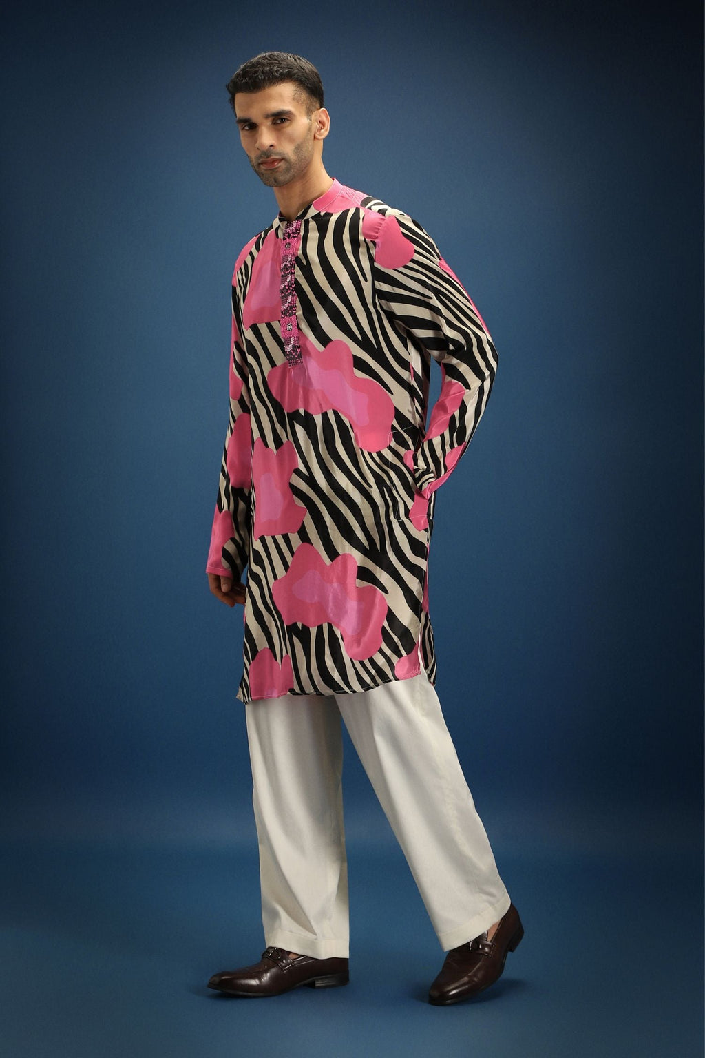 Wild Striped Printed Designer Kurta - Black and White