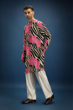 Wild Striped Printed Designer Kurta - Black and White