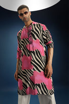 Wild Striped Printed Designer Kurta - Black and White