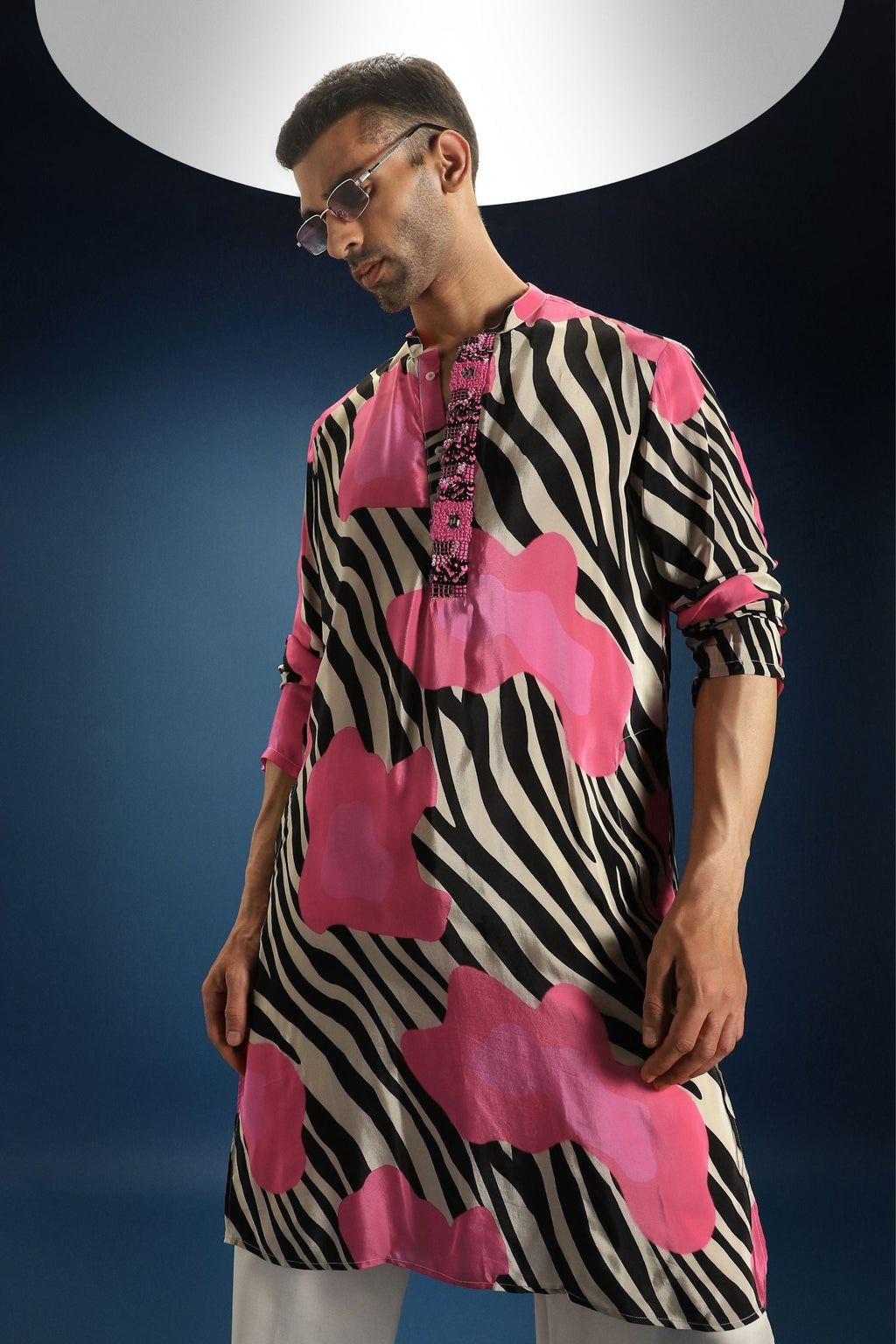 Wild Striped Printed Designer Kurta - Black and White