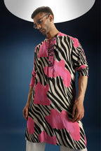 Wild Striped Printed Designer Kurta - Black and White