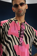 Wild Striped Printed Designer Kurta - Black and White