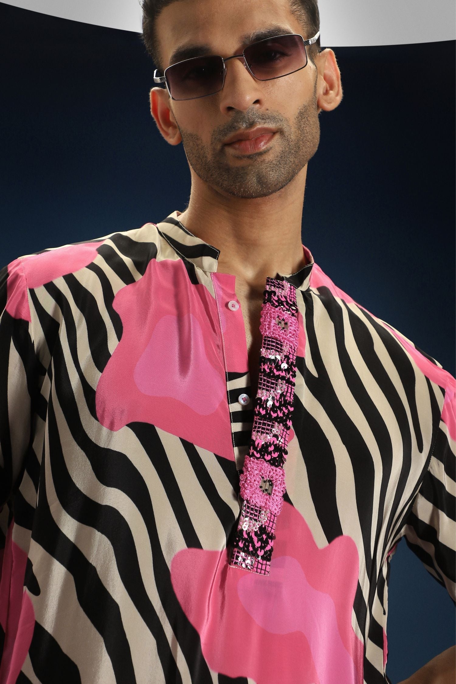 Wild Striped Printed Designer Kurta - Black and White