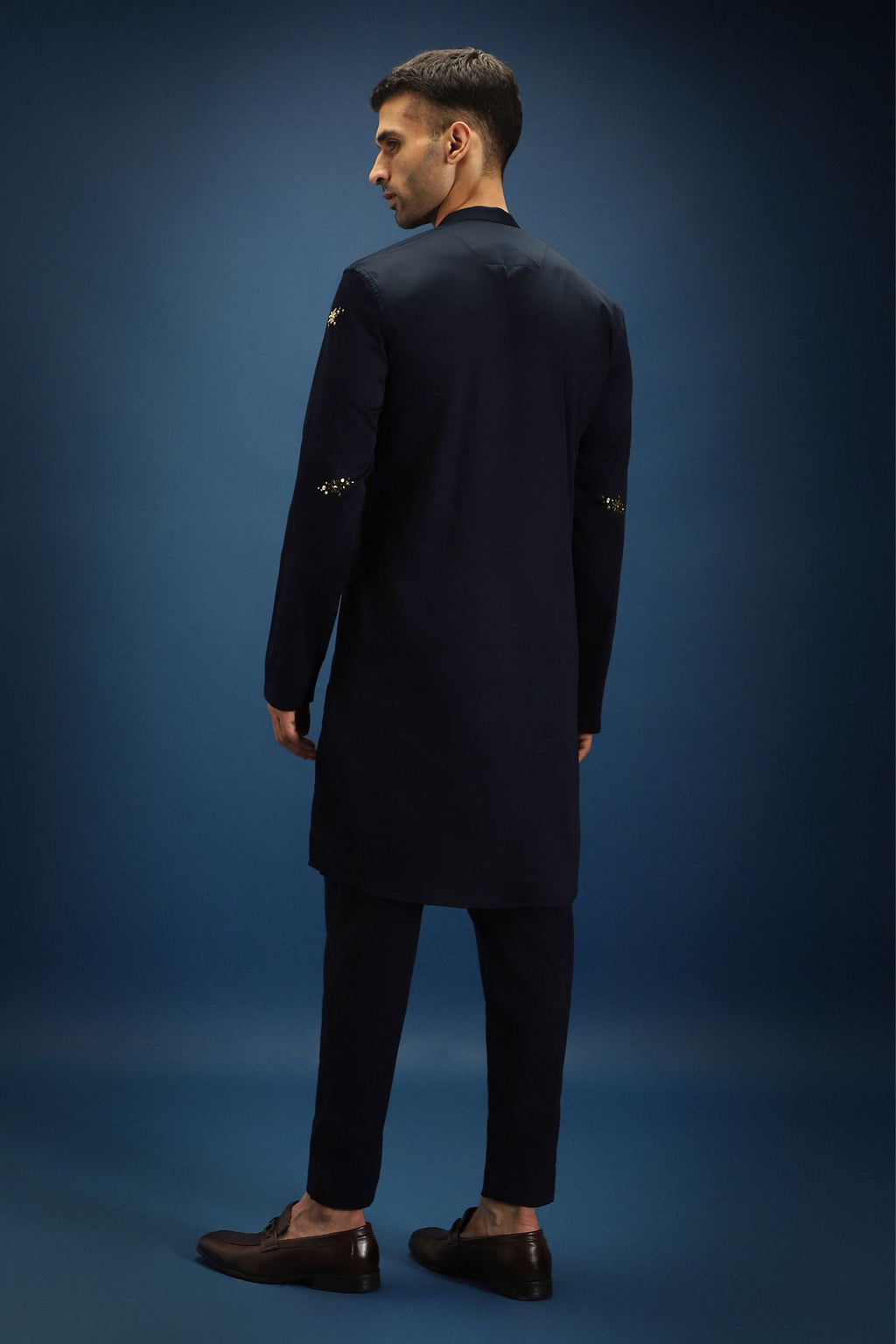 Tussie Mussie Hand Embroidered Designer Kurta - Navy