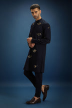 Tussie Mussie Hand Embroidered Designer Kurta - Navy