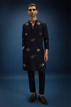 Tussie Mussie Hand Embroidered Designer Kurta - Navy