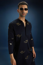 Tussie Mussie Hand Embroidered Designer Kurta - Navy