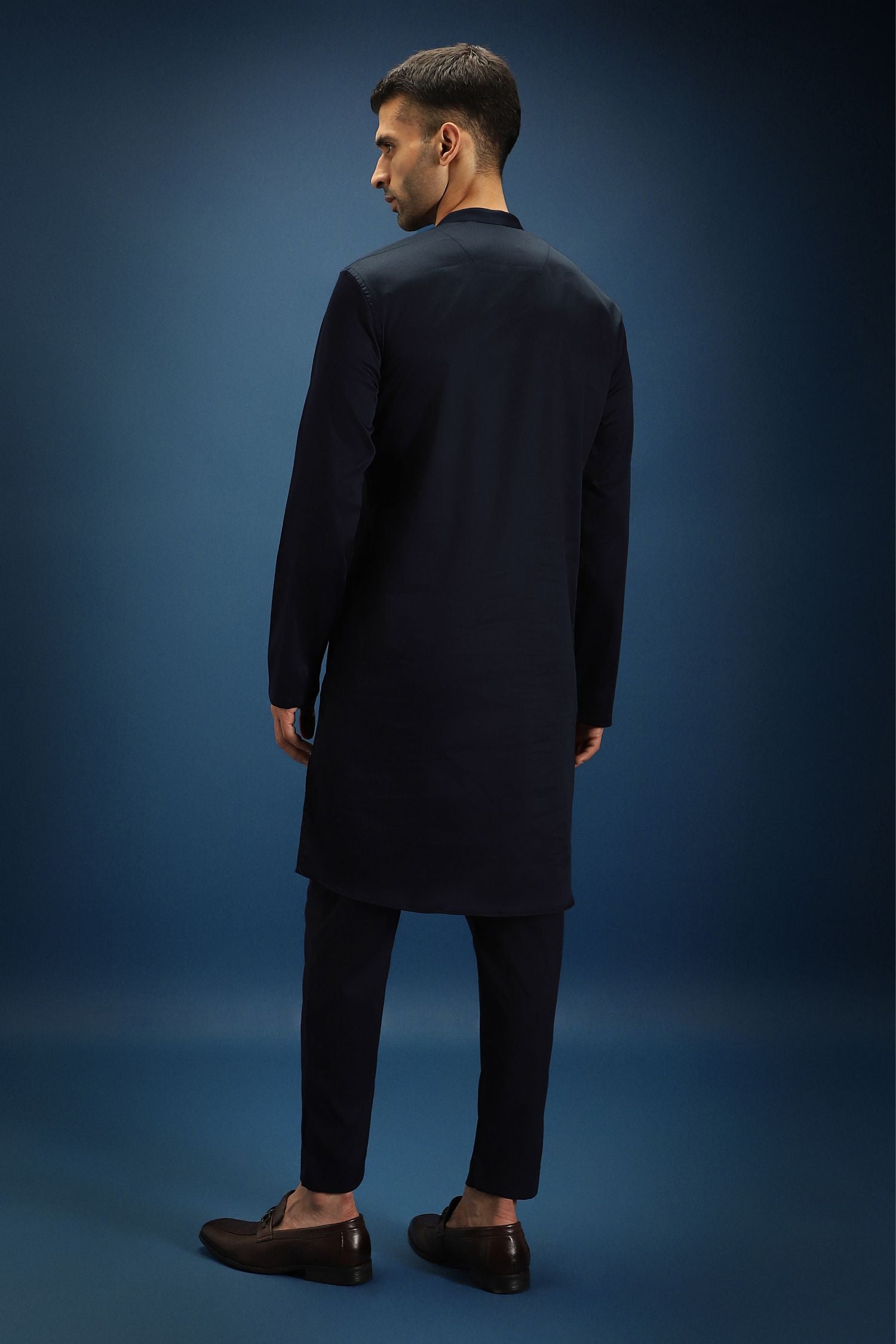 BumbleBee Hand Embroidered Designer Kurta - Navy