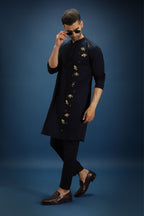 BumbleBee Hand Embroidered Designer Kurta - Navy