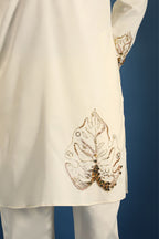 TWIG Hand Embroidered Designer Kurta - Ivory