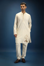 TWIG Hand Embroidered Designer Kurta - Ivory