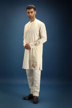 TWIG Hand Embroidered Designer Kurta - Ivory