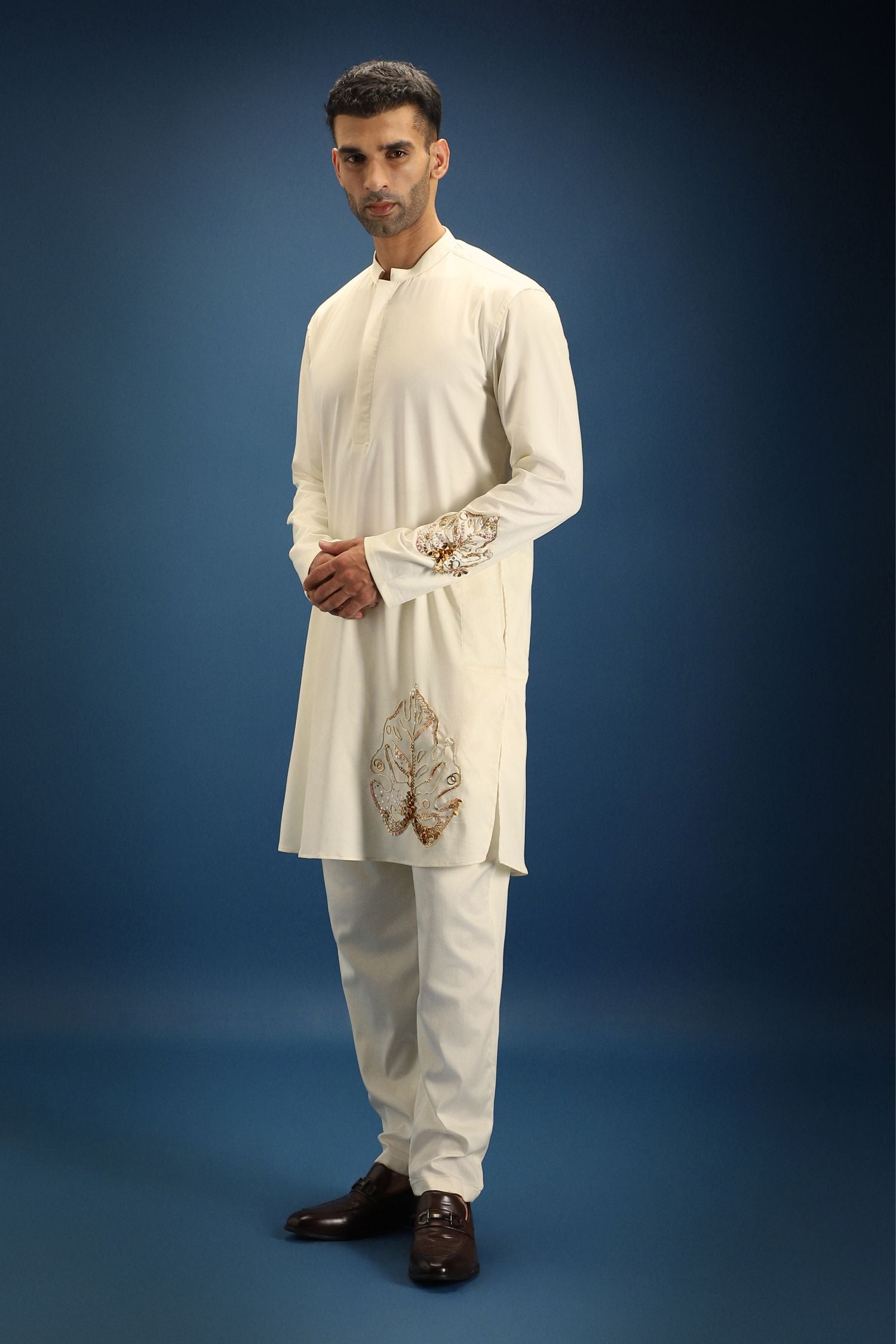 TWIG Hand Embroidered Designer Kurta - Ivory