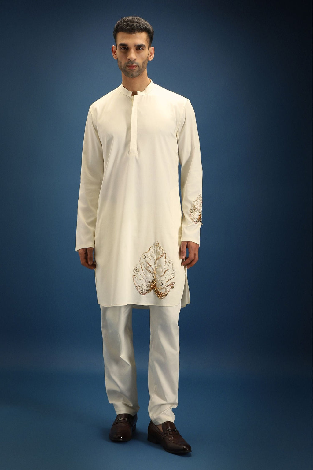 TWIG Hand Embroidered Designer Kurta - Ivory