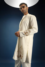 TWIG Hand Embroidered Designer Kurta - Ivory