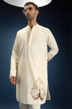 TWIG Hand Embroidered Designer Kurta - Ivory