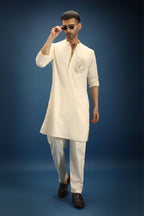 Noor Patch Hand Embroidered Designer Kurta - Ivory