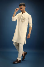 Noor Patch Hand Embroidered Designer Kurta - Ivory