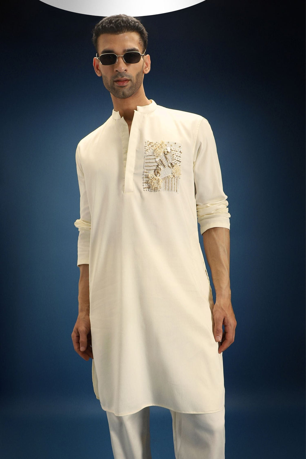 Noor Patch Hand Embroidered Designer Kurta - Ivory