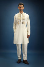 Pearl Yoke Hand Embroidered Designer Kurta - Ivory