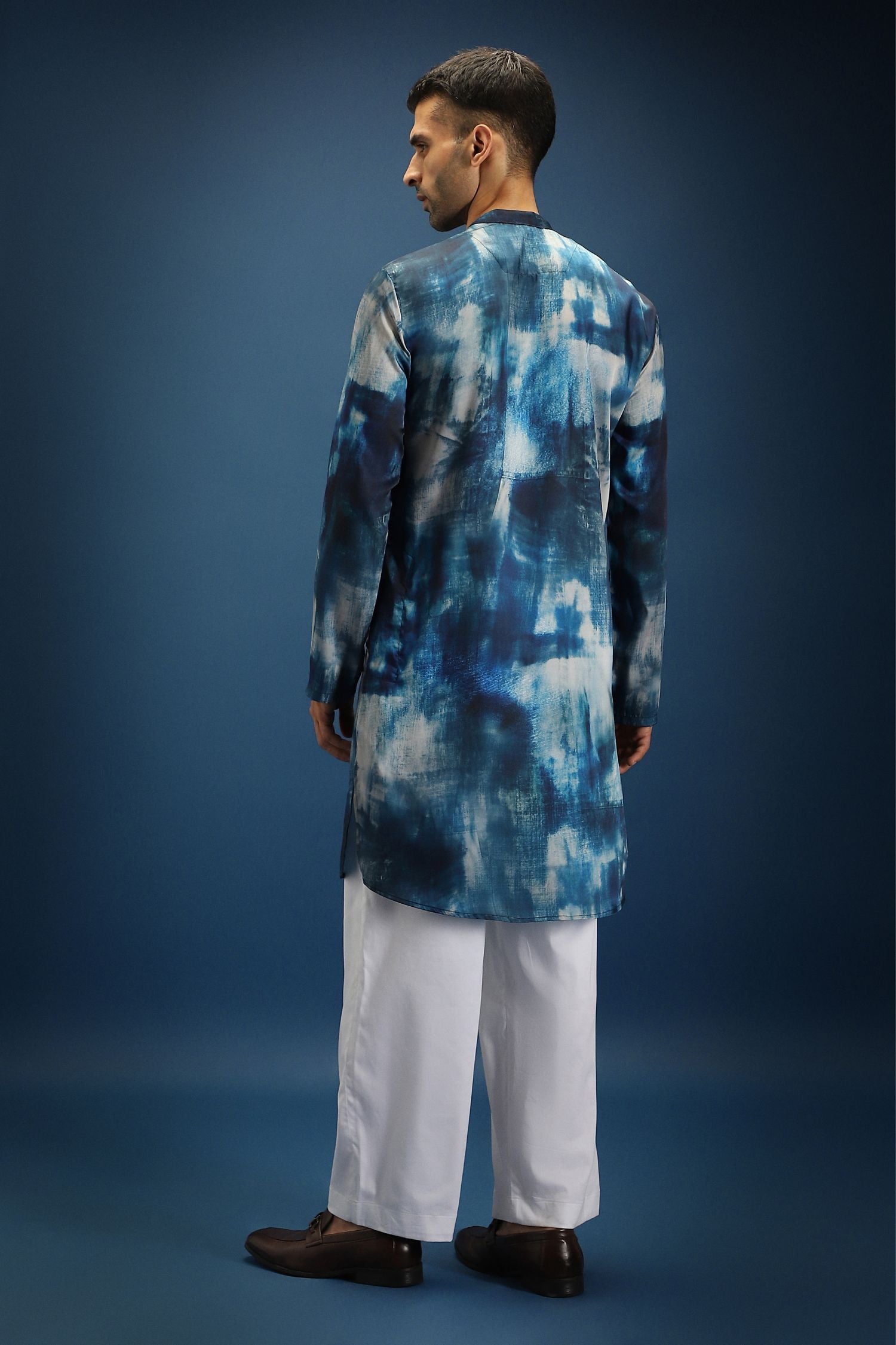 Denim Print Designer Kurta - Blue
